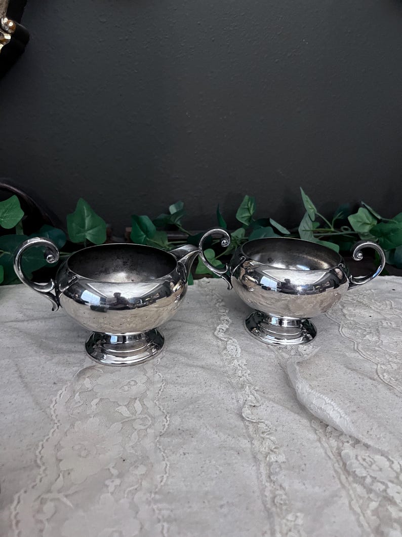 Vintage BRISTOL Silverplate Creamer and Sugar Bowl Set
