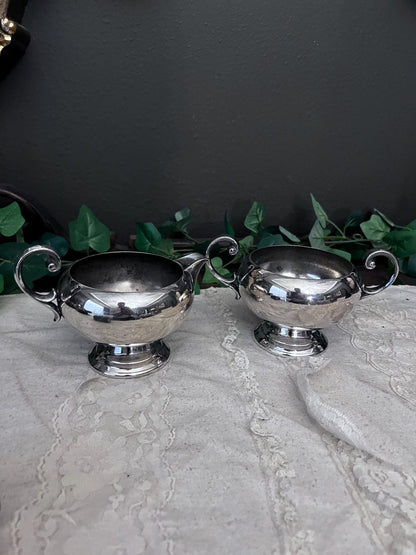 Vintage BRISTOL Silverplate Creamer and Sugar Bowl Set
