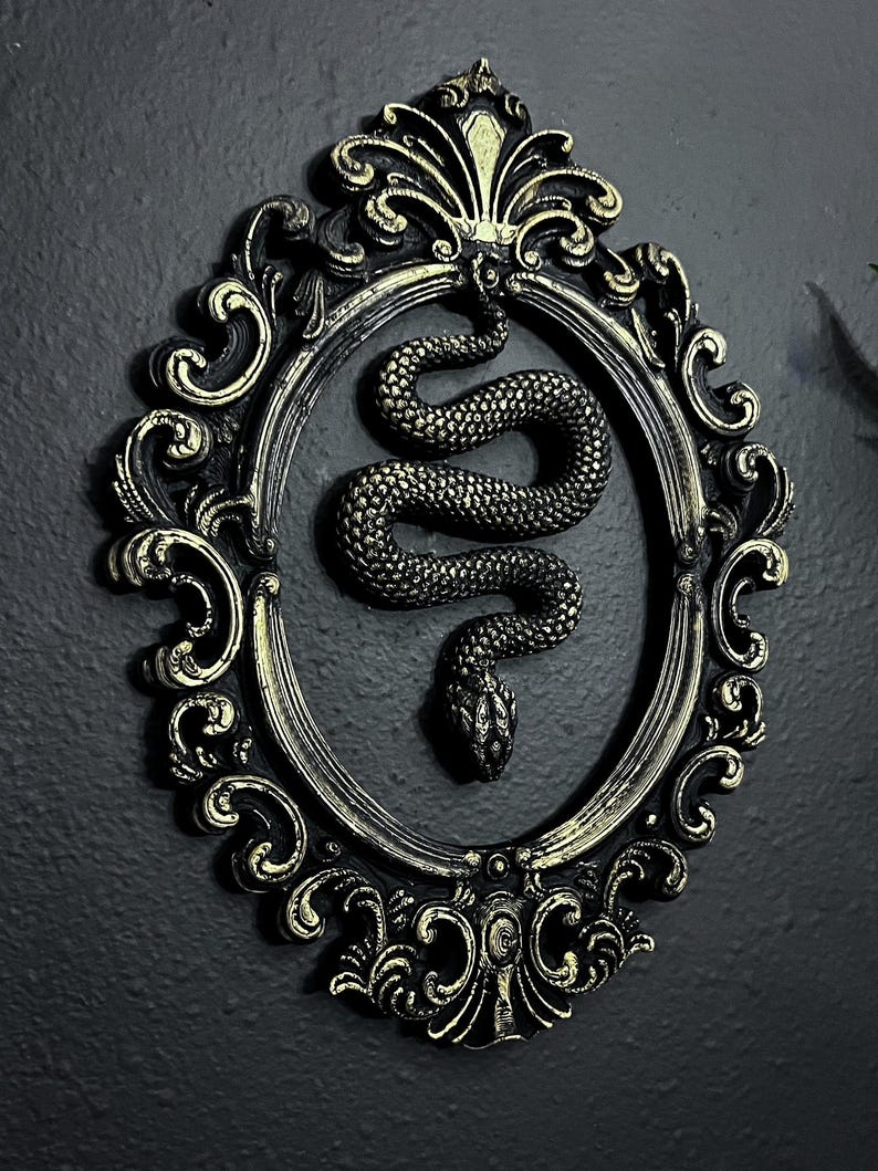 Gothic Framed Hanging Snake Wall Decor