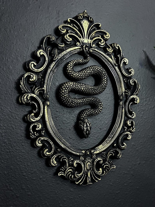 Gothic Framed Hanging Snake Wall Decor