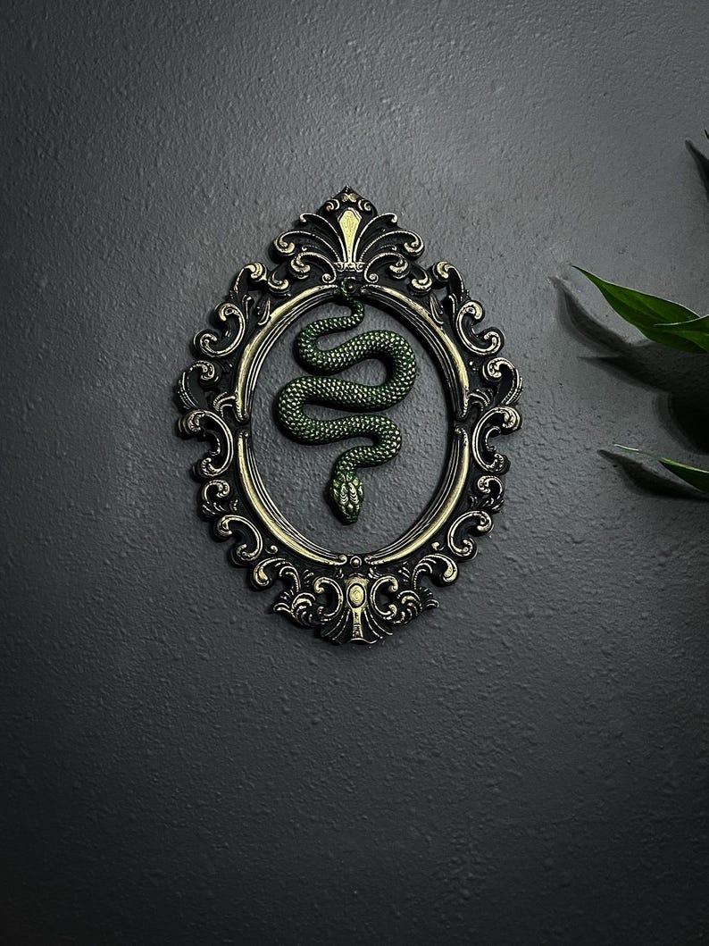 Gothic Framed Hanging Snake Wall Decor