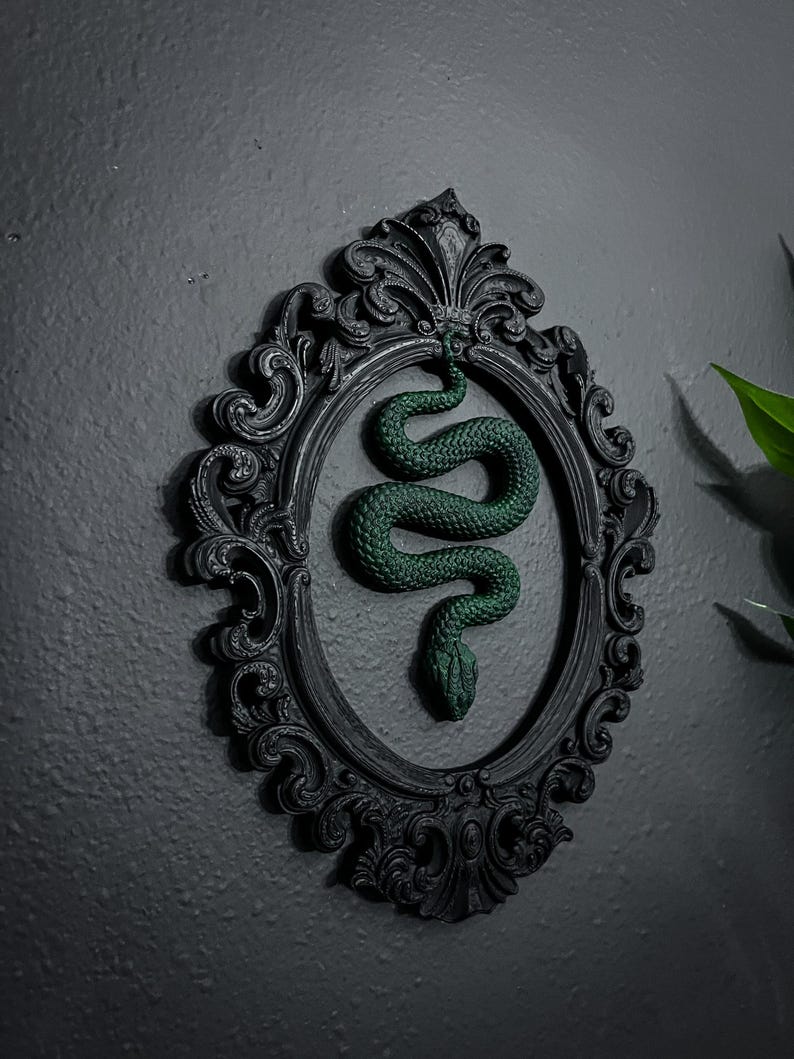 Gothic Framed Hanging Snake Wall Decor