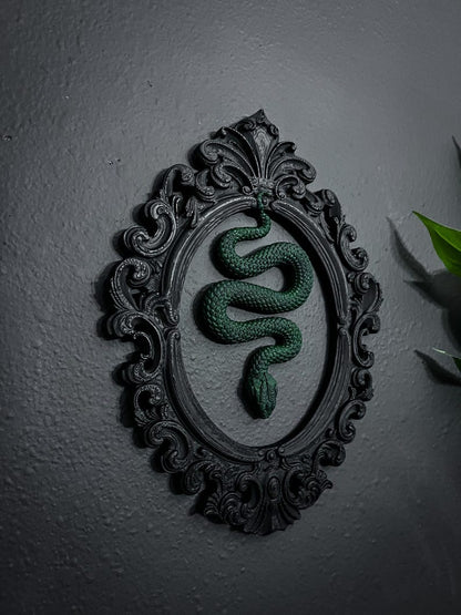 Gothic Framed Hanging Snake Wall Decor