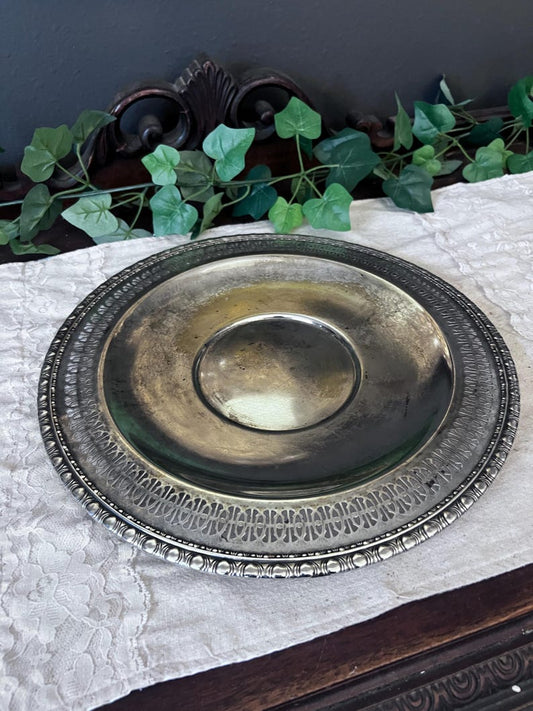 Vintage WM Rogers & Son "Spring Flower" silverplate serving tray #2021