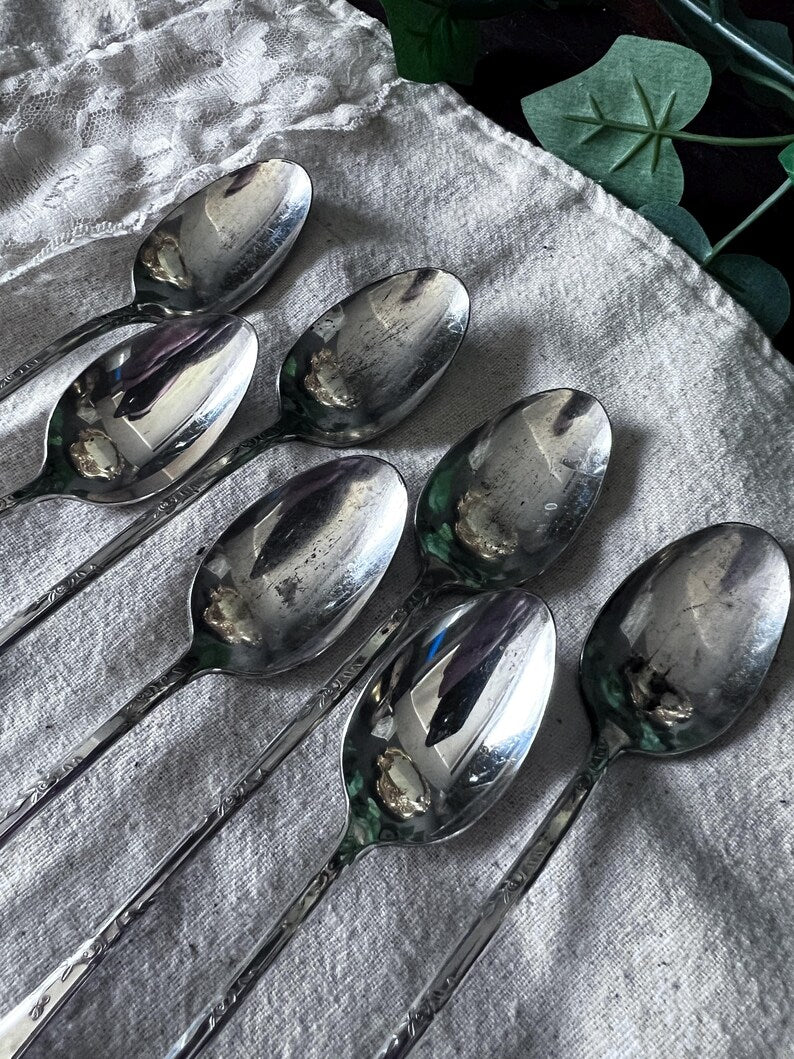 Vintage New England Silver Plate Spoons 8" Set Of 6