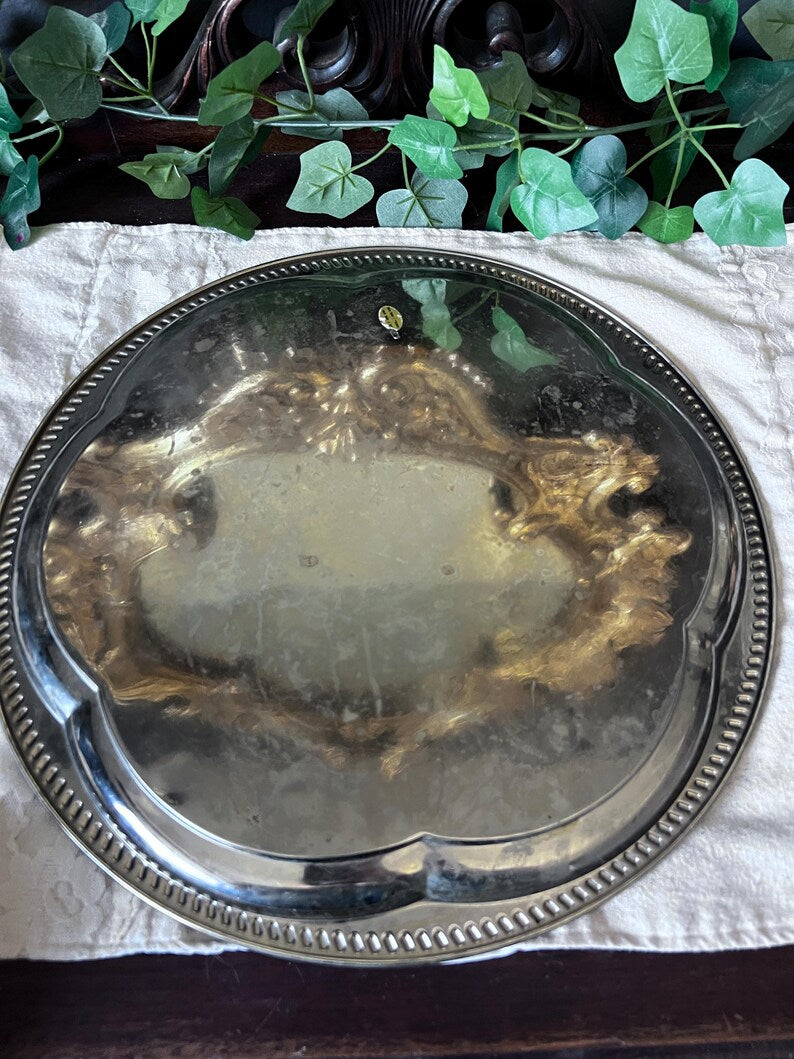 Vintage silverplate serving tray 14"