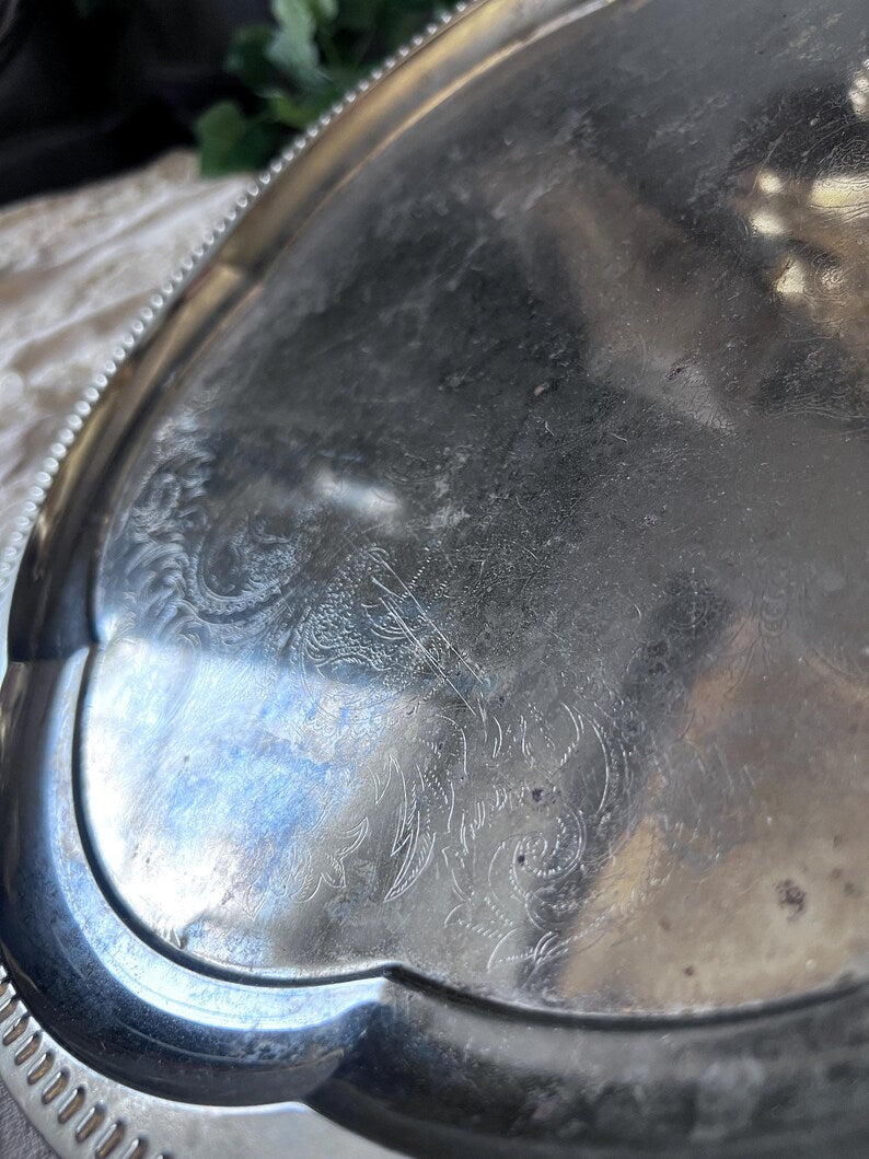 Vintage silverplate serving tray 14"