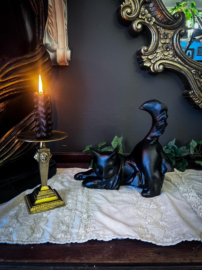 Gothic Decor Ghost Cat Statue