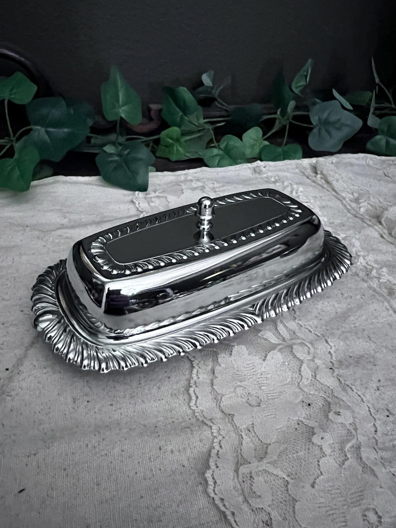Vintage Chrome Plated Butter Dish & Lid Irvingware