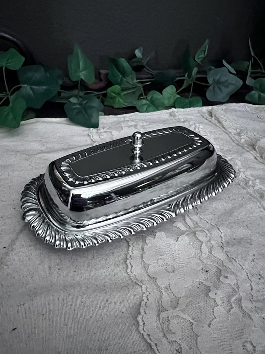 Vintage Chrome Plated Butter Dish & Lid Irvingware
