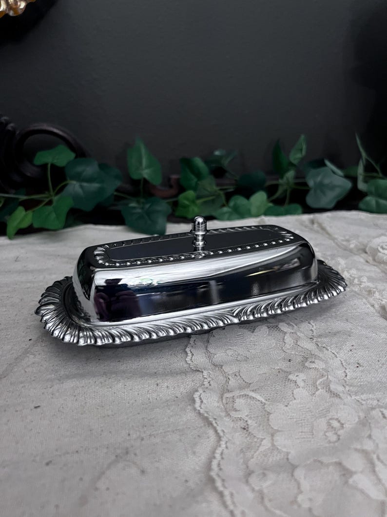 Vintage Chrome Plated Butter Dish & Lid Irvingware
