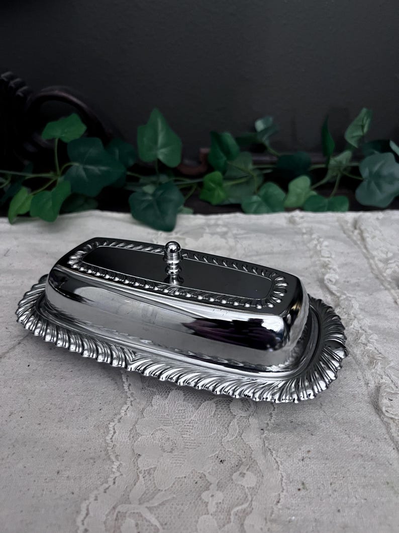 Vintage Chrome Plated Butter Dish & Lid Irvingware