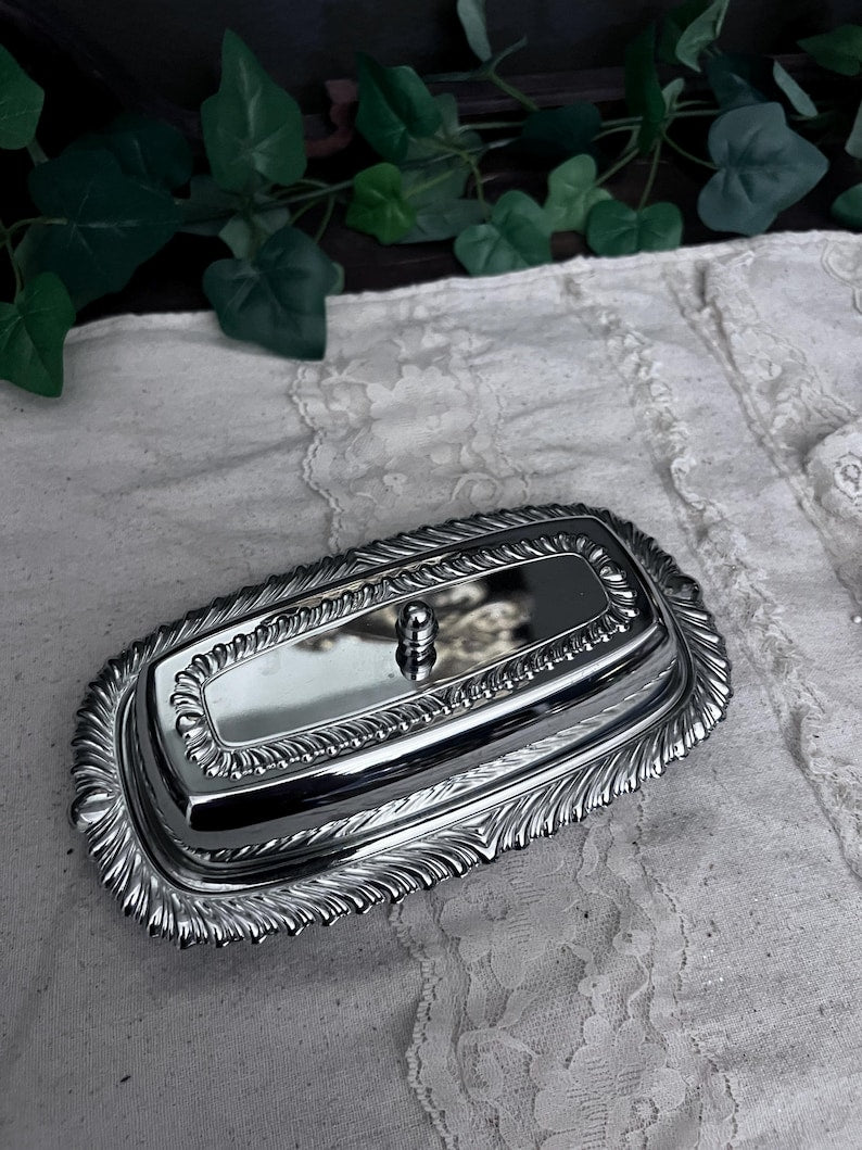 Vintage Chrome Plated Butter Dish & Lid Irvingware