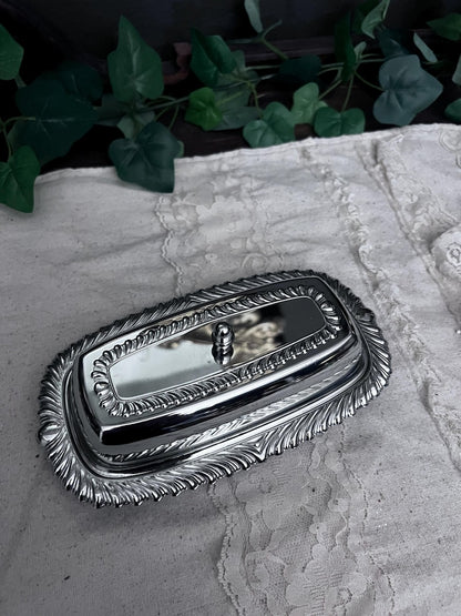 Vintage Chrome Plated Butter Dish & Lid Irvingware