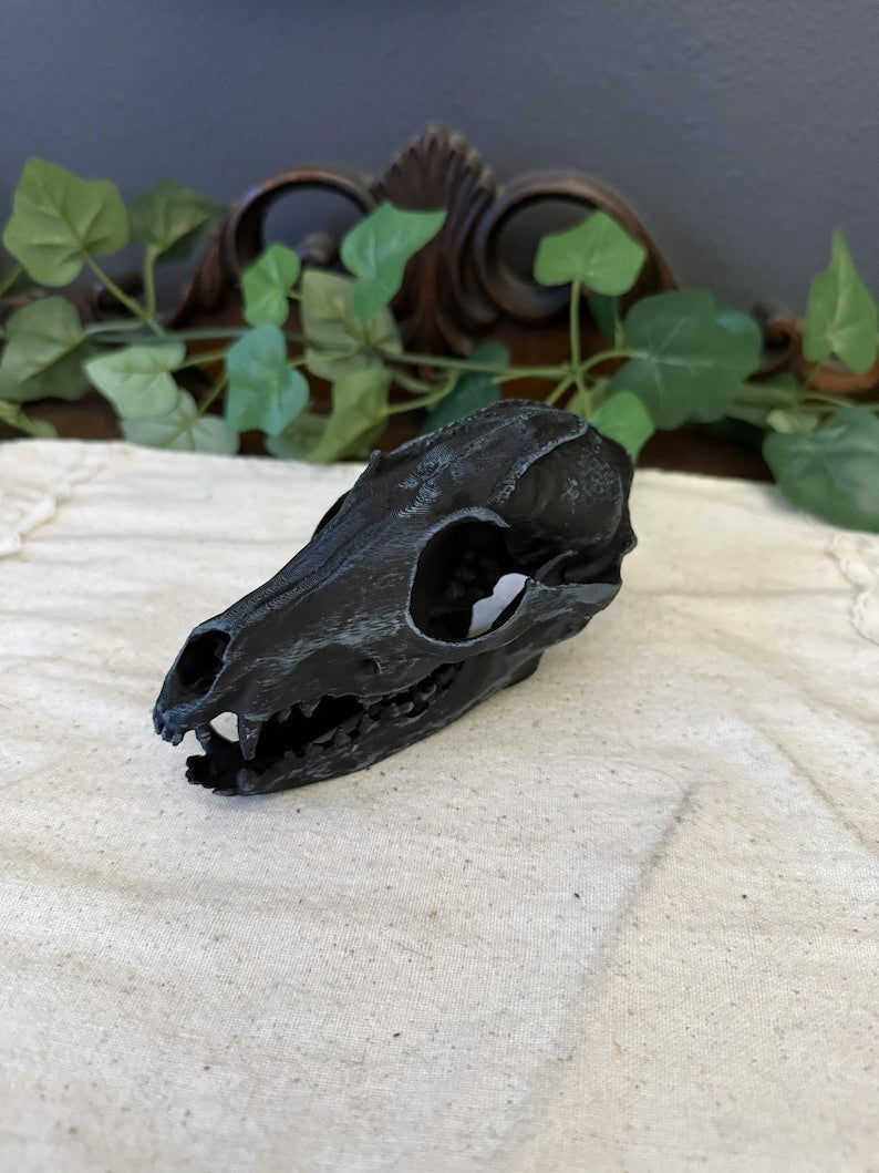 Black Gothic Fox Skull Replica decor