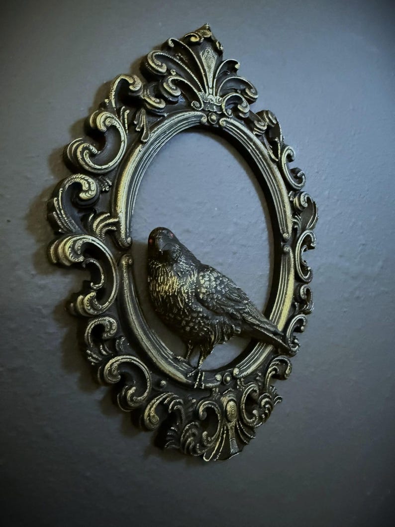 Gothic Framed Raven Wall Decor