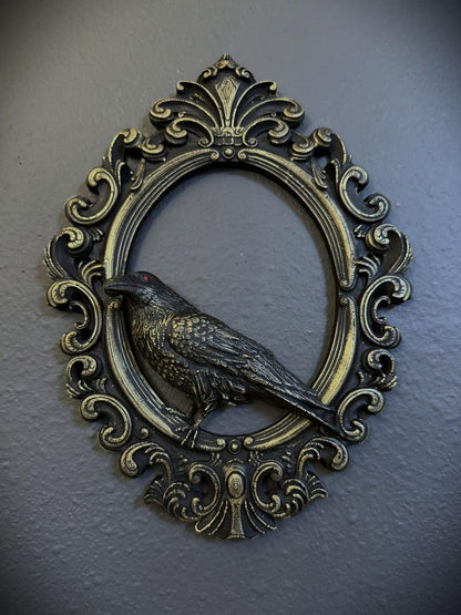 Gothic Framed Raven Wall Decor