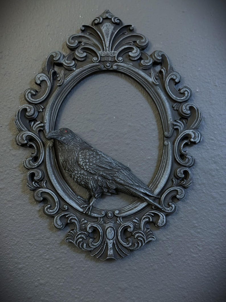Gothic Framed Raven Wall Decor