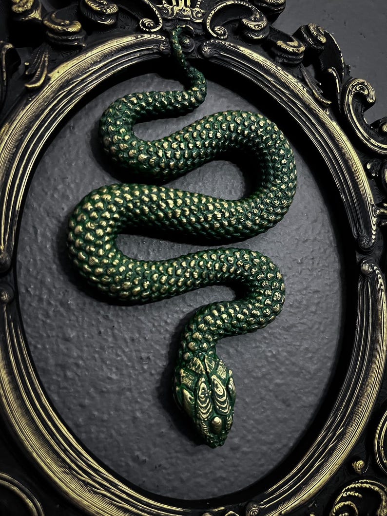 Gothic Framed Hanging Snake Wall Decor