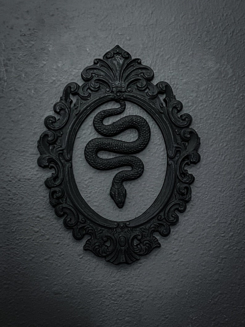 Gothic Framed Hanging Snake Wall Decor