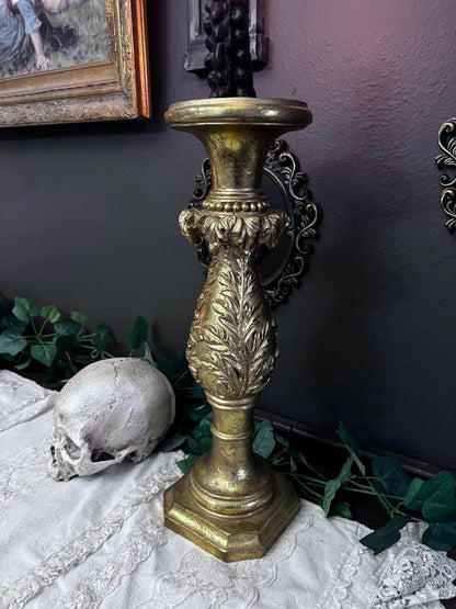 Vintage extra large HEAVY gold candle holders - Set of 2