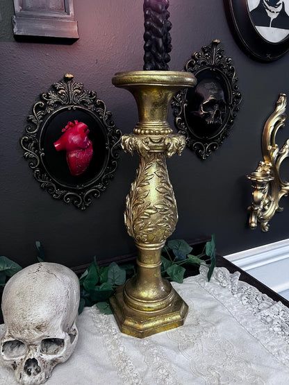 Vintage extra large HEAVY gold candle holders - Set of 2