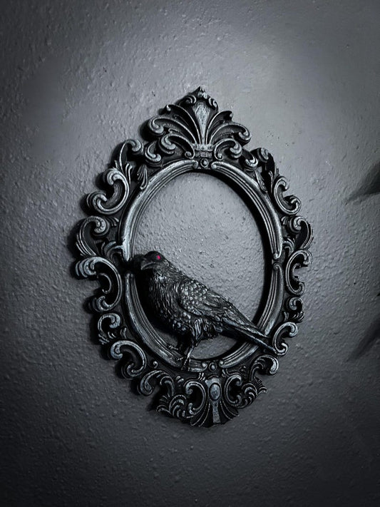Gothic Framed Raven Wall Decor