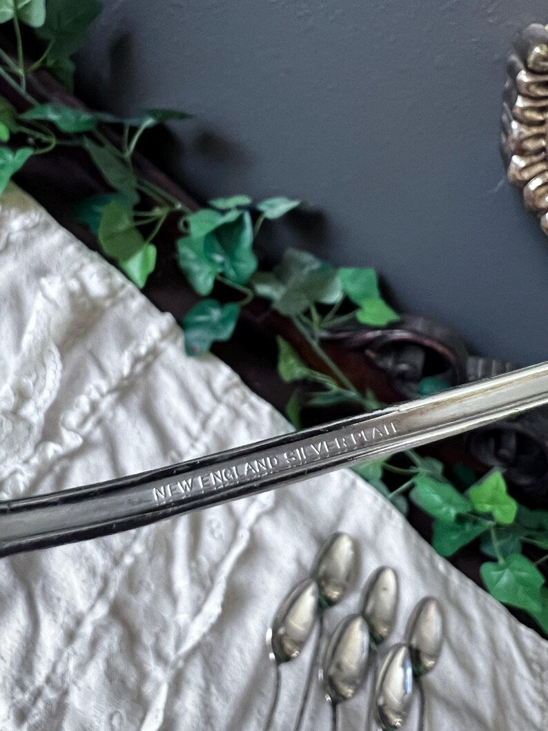 Vintage New England Silver Plate Spoons 8" Set Of 6