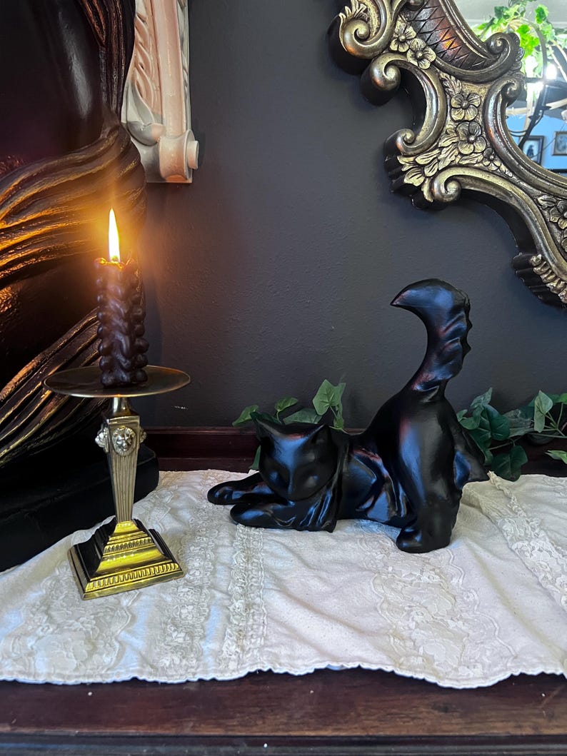 Gothic Decor Ghost Cat Statue