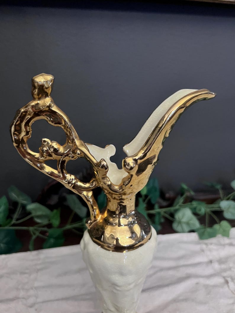 Vintage Japanese, Cream & Gold Mantel Ewer