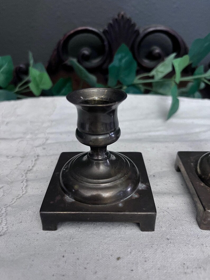 Vintage Made in England Set of Silver Plated Weighted Candle Holders
