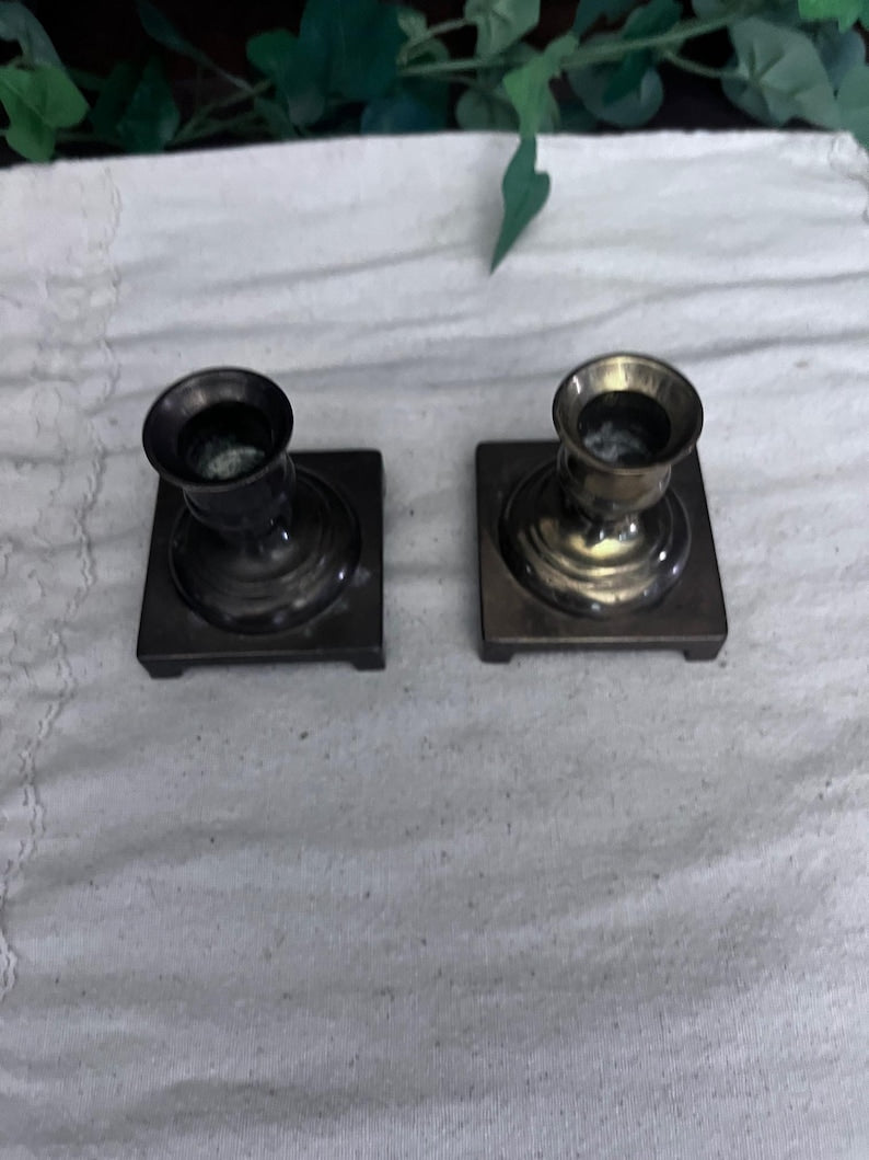 Vintage Made in England Set of Silver Plated Weighted Candle Holders