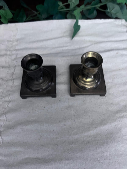 Vintage Made in England Set of Silver Plated Weighted Candle Holders