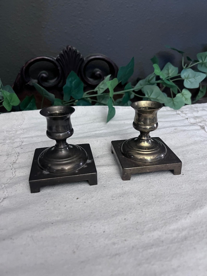 Vintage Made in England Set of Silver Plated Weighted Candle Holders