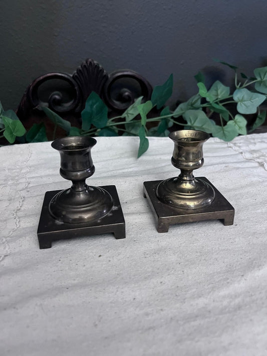 Vintage Made in England Set of Silver Plated Weighted Candle Holders