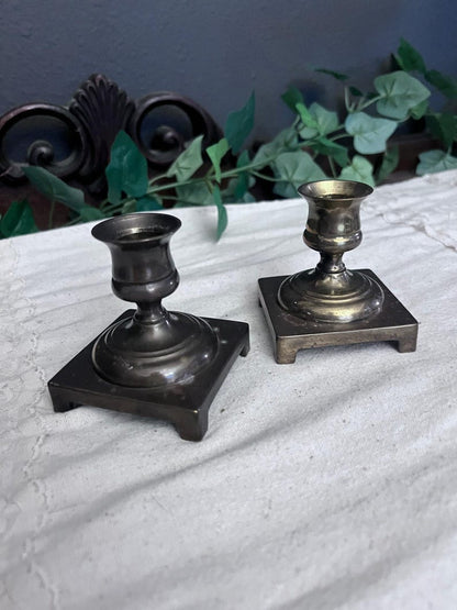 Vintage Made in England Set of Silver Plated Weighted Candle Holders