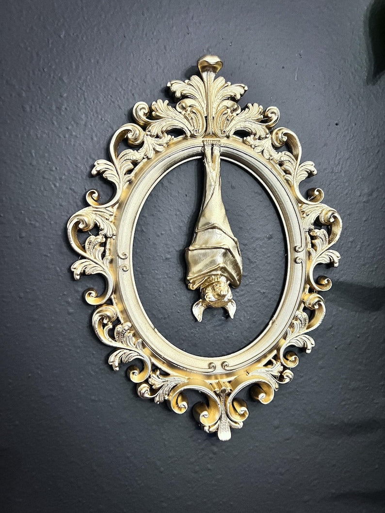 Gothic Framed Hanging Bat Wall Decor