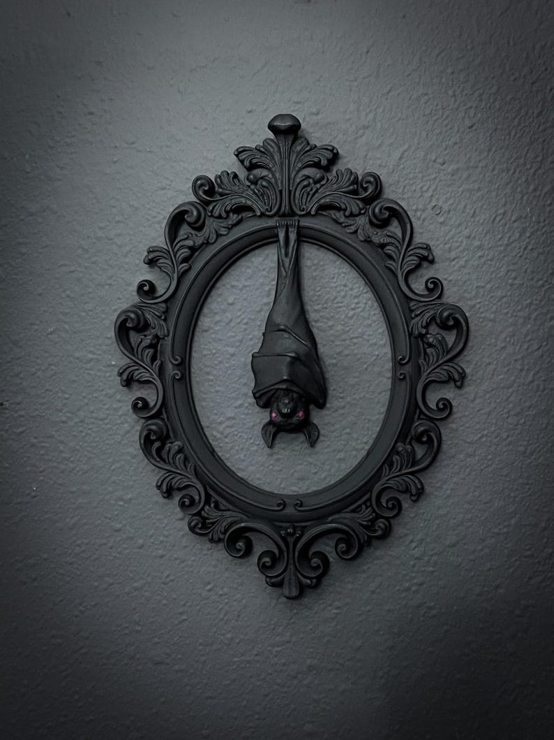 Gothic Framed Hanging Bat Wall Decor