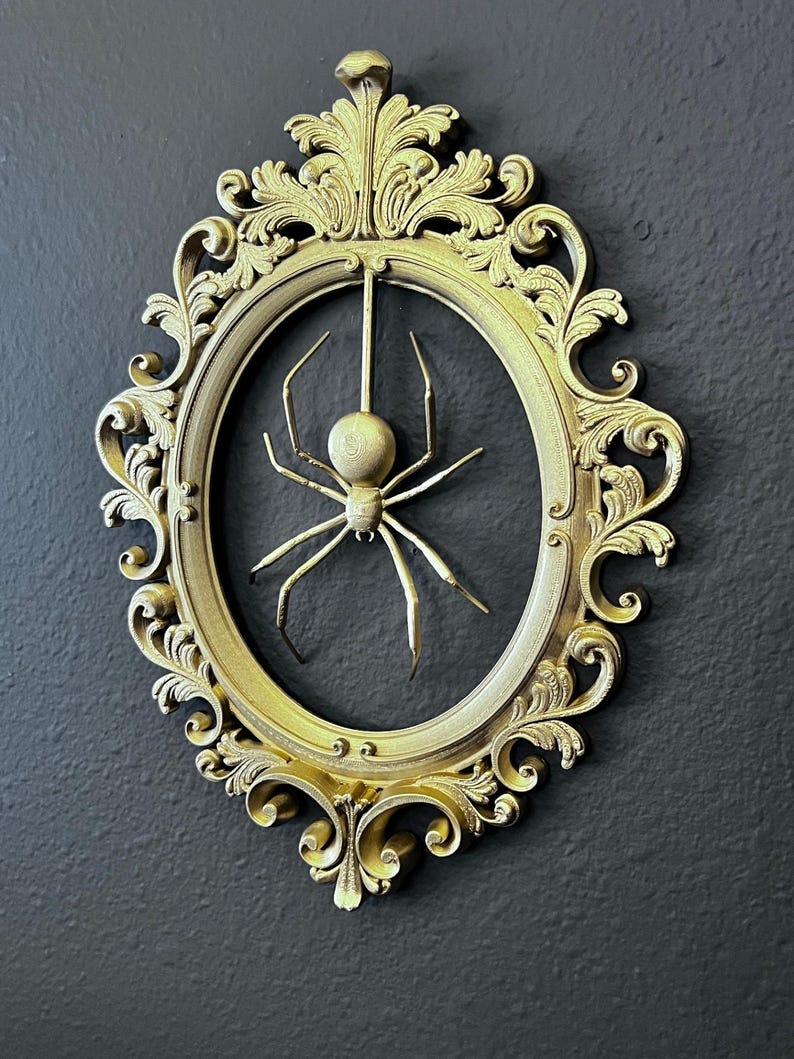 Gothic Framed Hanging Spider Wall Decor