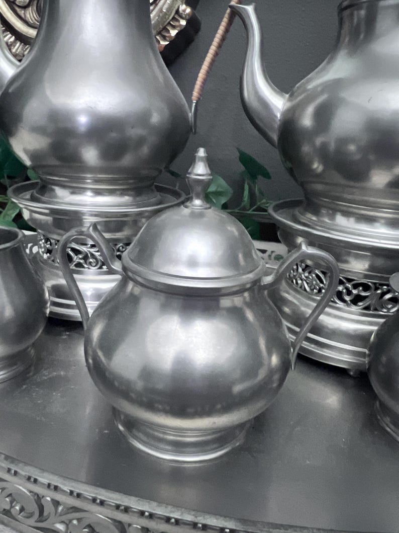 Vintage 7 piece Pewter Tea Set with tray, made in Holland by Sevst