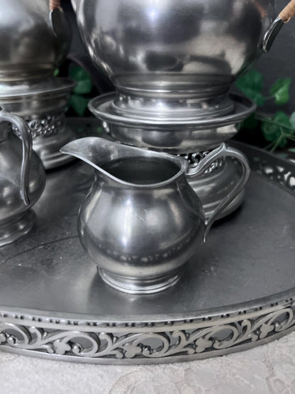 Vintage 7 piece Pewter Tea Set with tray, made in Holland by Sevst