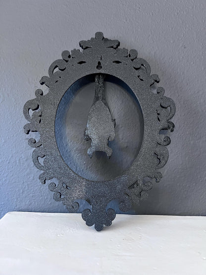 CLEARANCED Gothic Framed Hanging Bat Wall Decor