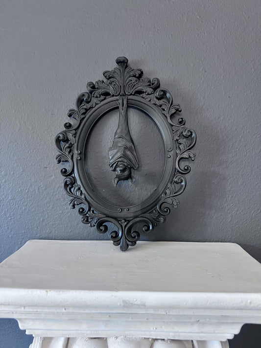 CLEARANCED Gothic Framed Hanging Bat Wall Decor