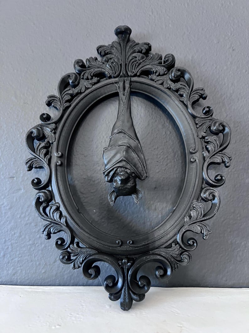CLEARANCED Gothic Framed Hanging Bat Wall Decor